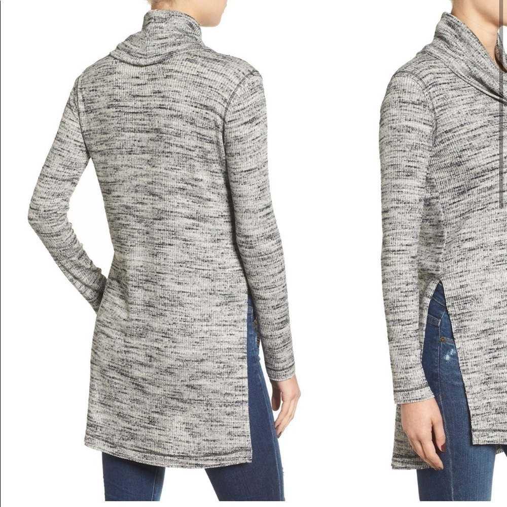 ASTR The Label Grey Cowl Neck Long Sleeve Tunic Lightweight Sweater Top Medium